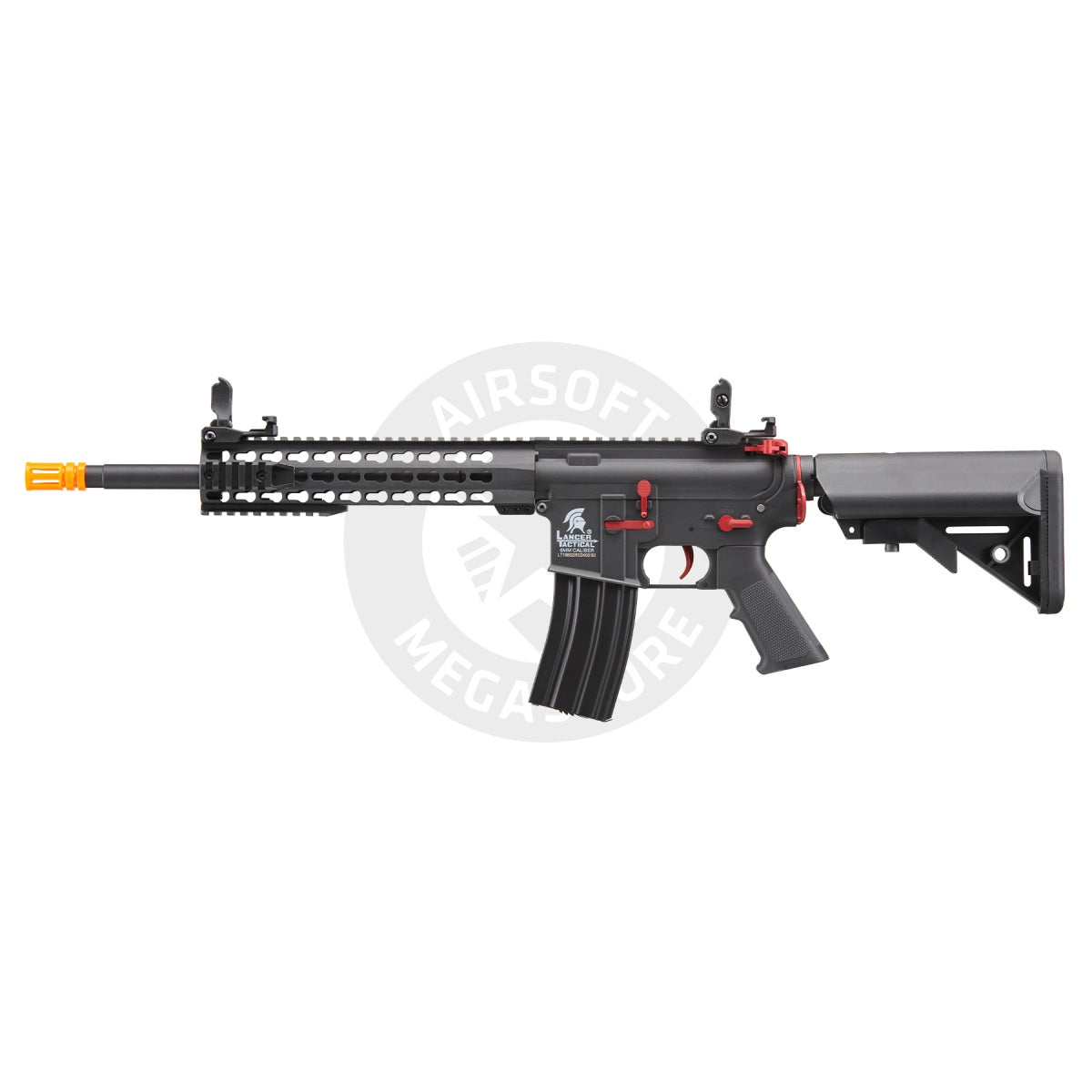 Lancer Tactical Gen 2 10" Keymod M4 Carbine Airsoft AEG Rifle with Red Accents - (Black)