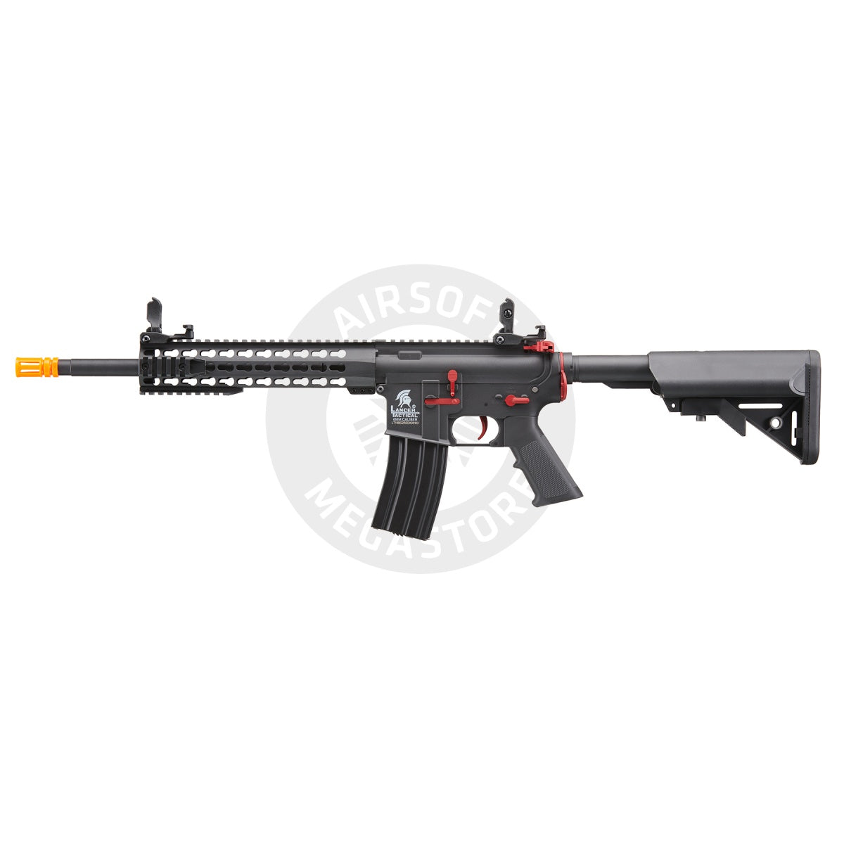Lancer Tactical Gen 2 10" Keymod M4 Carbine Airsoft AEG Rifle with Red Accents - (Black)