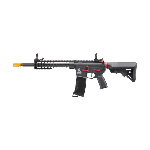 Lancer Tactical Gen 3 10" Keymod Airsoft M4 Carbine AEG Rifle with Red Accents (Color: Black)