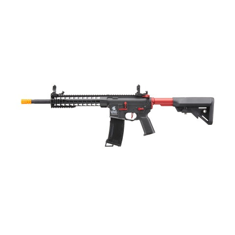 Lancer Tactical Gen 3 10" Keymod Airsoft M4 Carbine AEG Rifle with Red Accents (Color: Black)