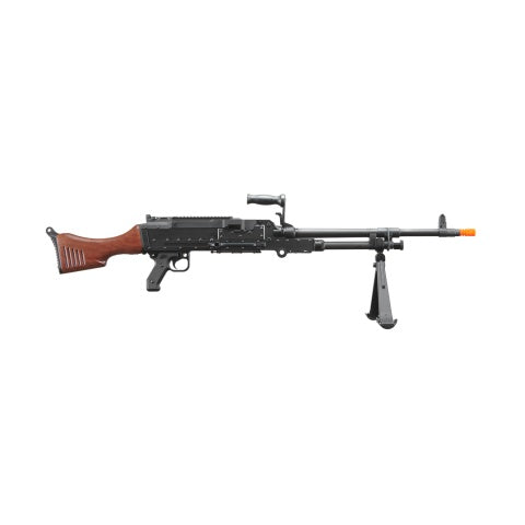 Lancer Tactical Full Metal M240W Airsoft AEG Squad Automatic Machine Gun with Box Magazine (Color: Black & Wood)