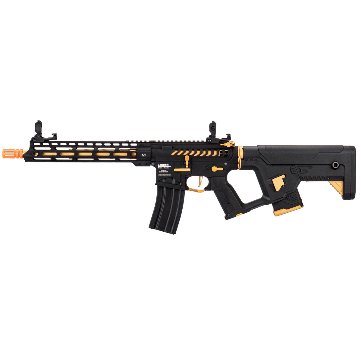 Lancer Tactical Enforcer Blackbird Skeleton AEG w/ Alpha Stock (Color: Black & Gold)