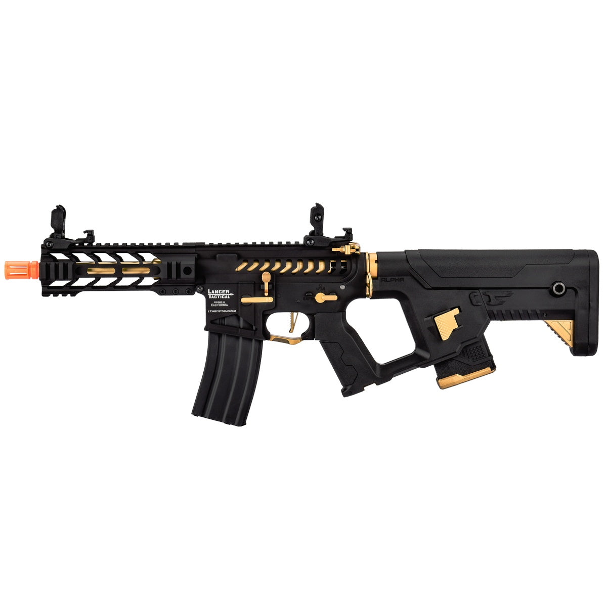 Lancer Tactical Proline Enforcer Battle Hawk 7" Skeleton M4 AEG Rifle w/ Alpha Stock (Color: Black / Gold)