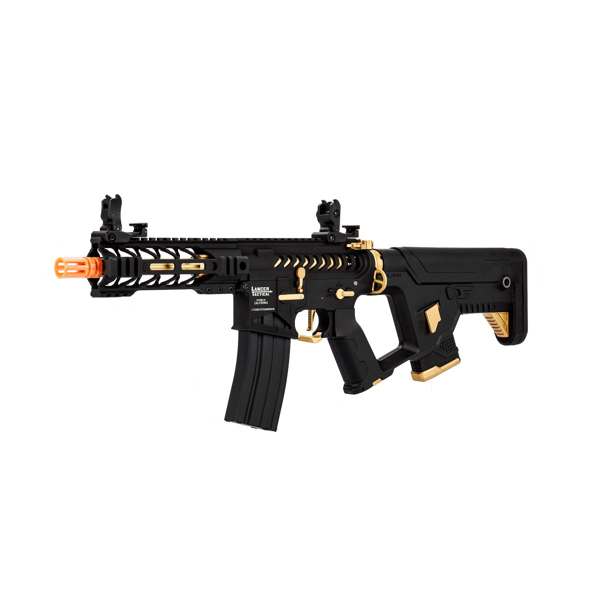 Lancer Tactical Proline Enforcer Battle Hawk 7" Skeleton M4 AEG Rifle w/ Alpha Stock (Color: Black / Gold)