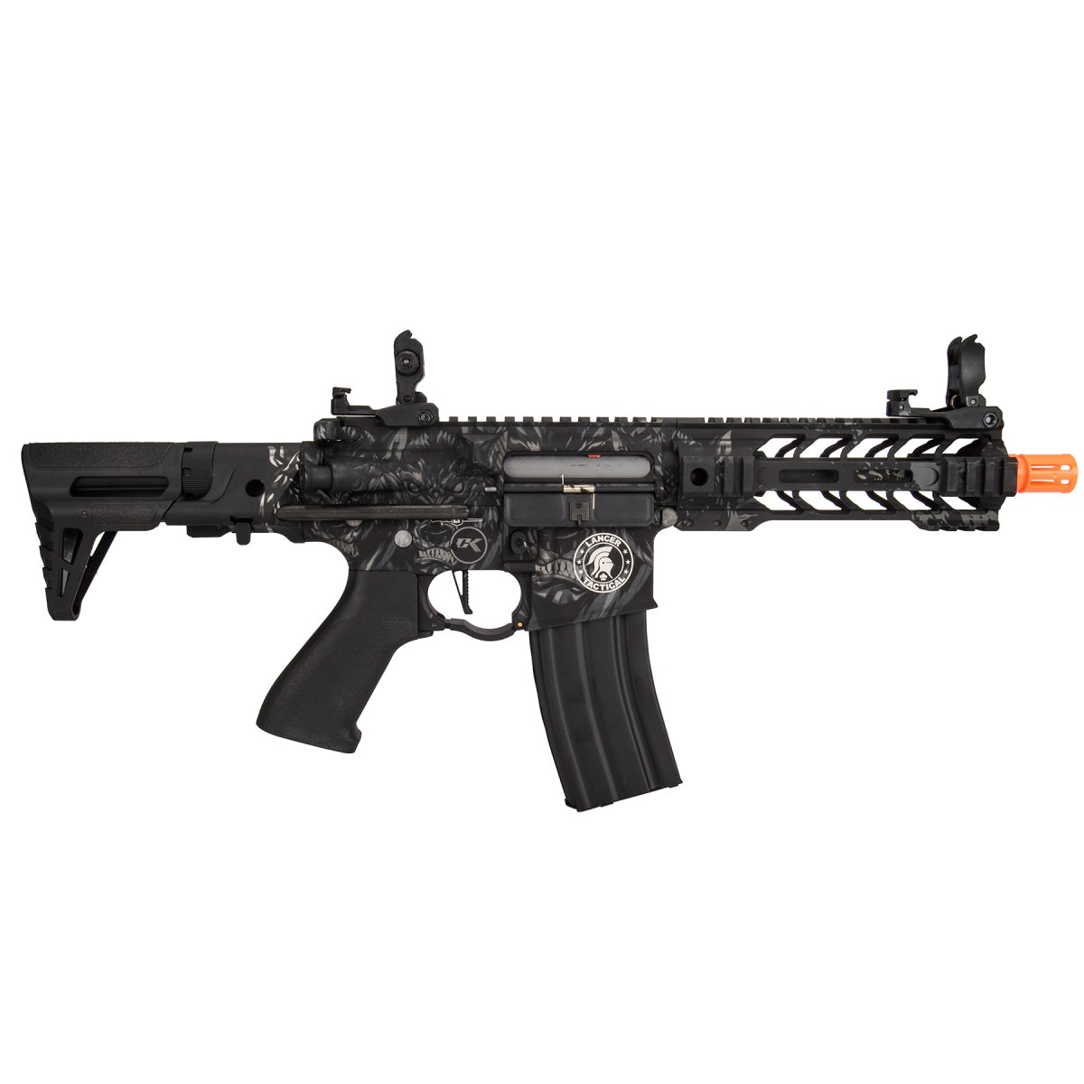 Lancer Tactical ProLine Battle Hawk PDW Airsoft AEG [Low FPS] (Black w/ Wolfpack Laser Engraving)