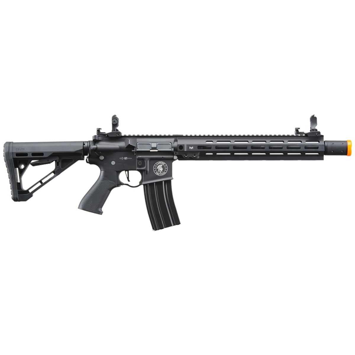 Lancer Tactical Blazer 13" M-LOK Proline Series M4 Airsoft Rifle with Delta Stock & Mock Suppressor (Color: Black)