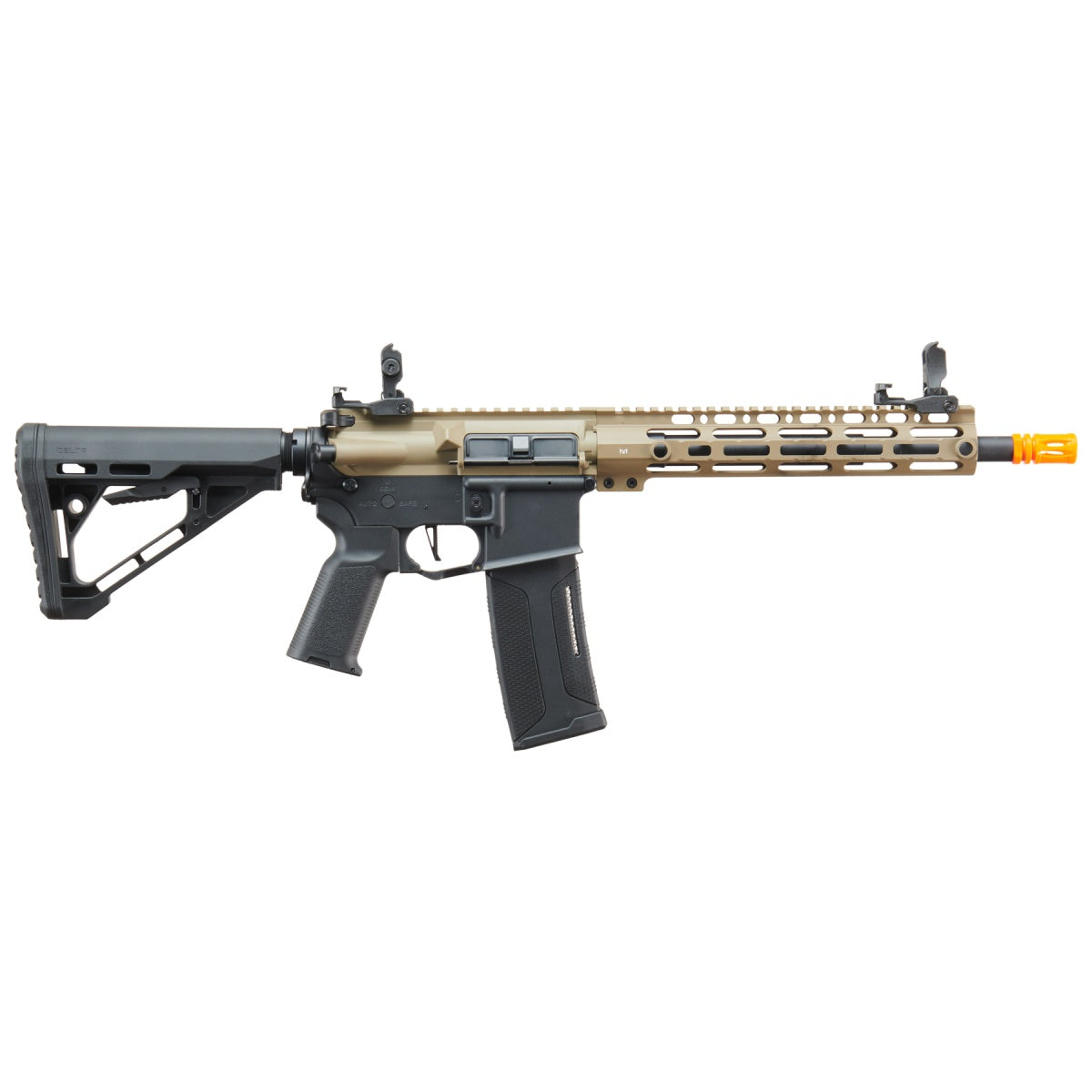 Lancer Tactical Gen 3 M-LOK 10" Airsoft M4 AEG with Delta Stock (Color: FDE Upper Receiver & Black Lower)