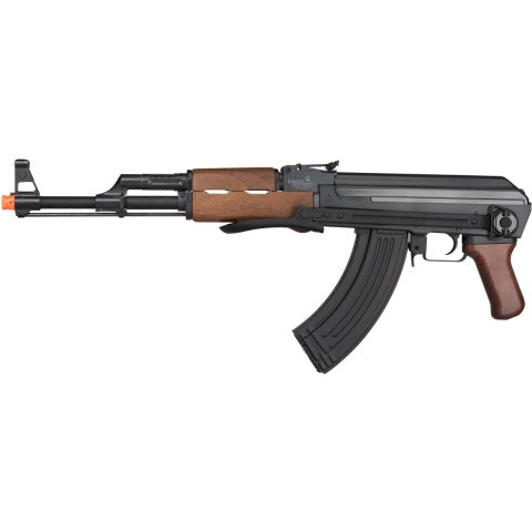 Lancer Tactical AK47 Airsoft AEG Rifle w/ Folding Stock - (Black / Faux Wood)