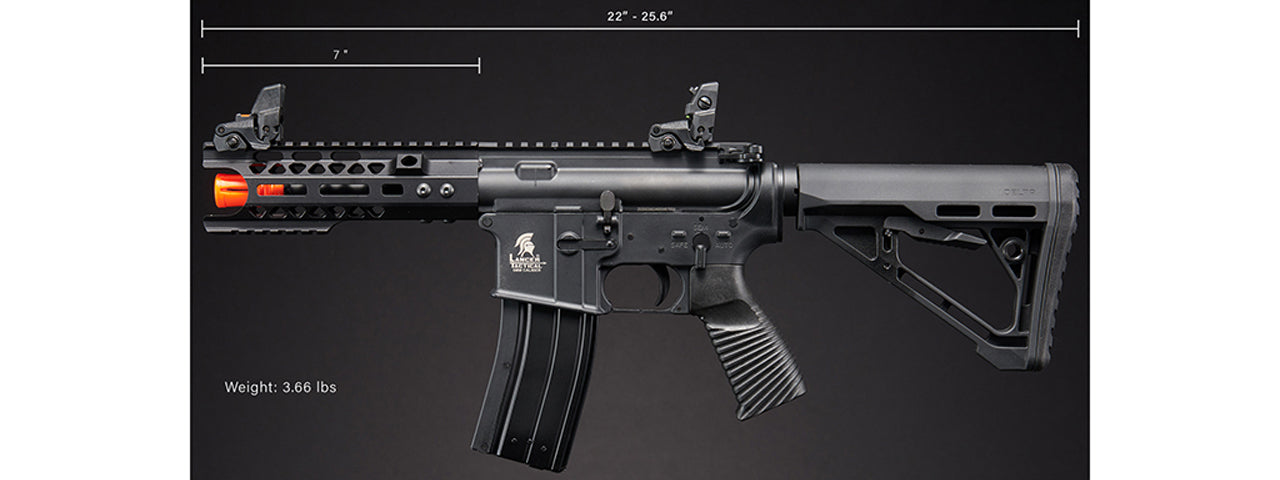 Lancer Tactical Wirecutter M4 Shorty 7 Gas Blowback Polymer Airsoft Rifle w/ MLOK Rail by Golden Eagle - (Black)