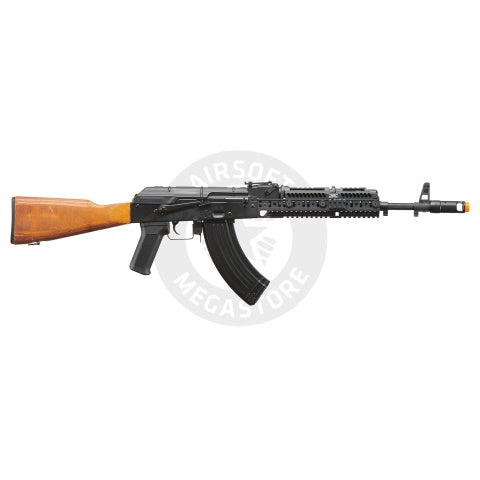 Lancer Tactical AK-Series AK-74M AEG Airsoft Rifle w/ Flash Hider, ACW-278 Gas Tube Cover, ACW-279 Handguard, Wood Stock & SG-11B Mag - (Black)