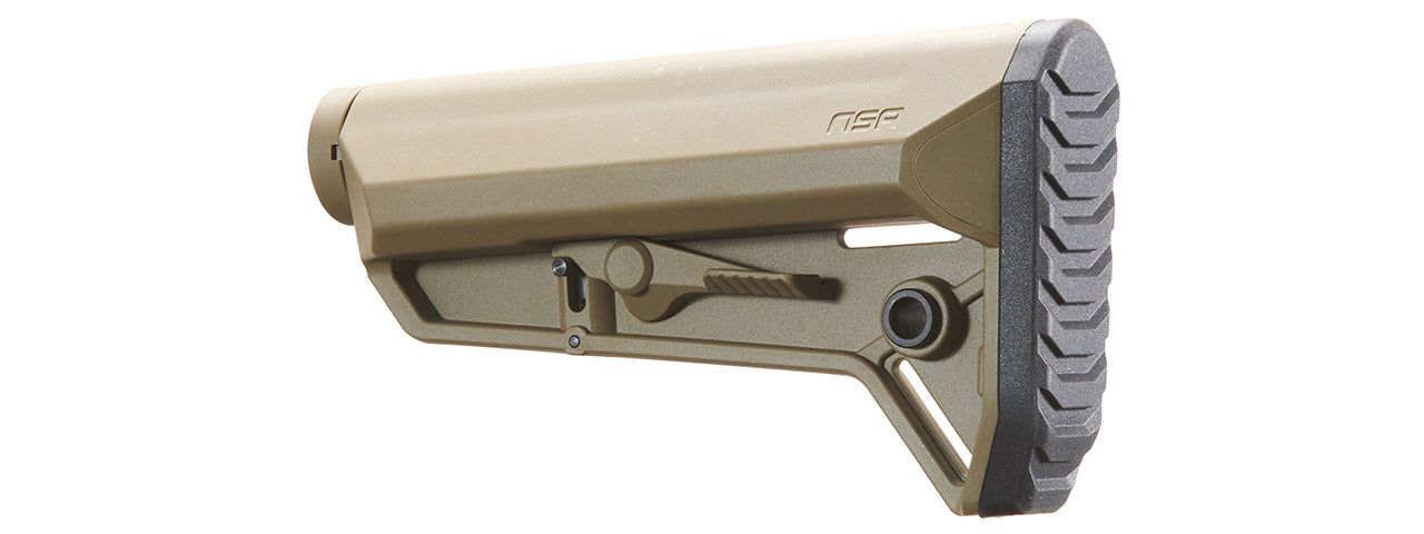 Lancer Tactical Adjustable NSR AEG Rifle Stock With Buffer Tube - (Tan)