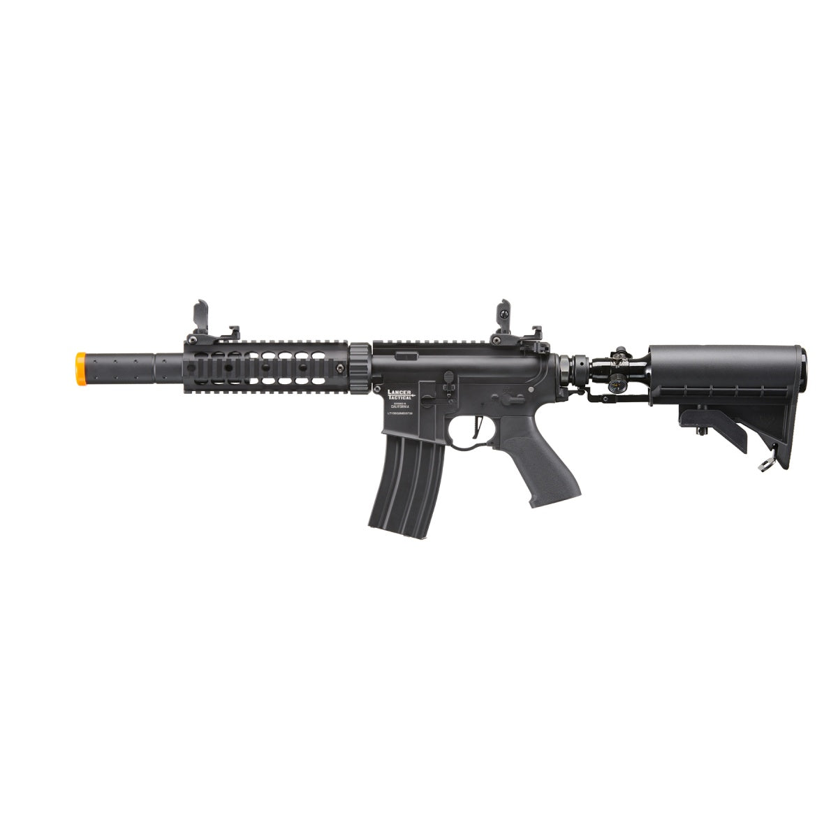 Lancer Tactical Full Metal Legion HPA SD Carbine Airsoft Rifle w/ Stock Mounted Tank (Color: Black) "Simi Auto Only"