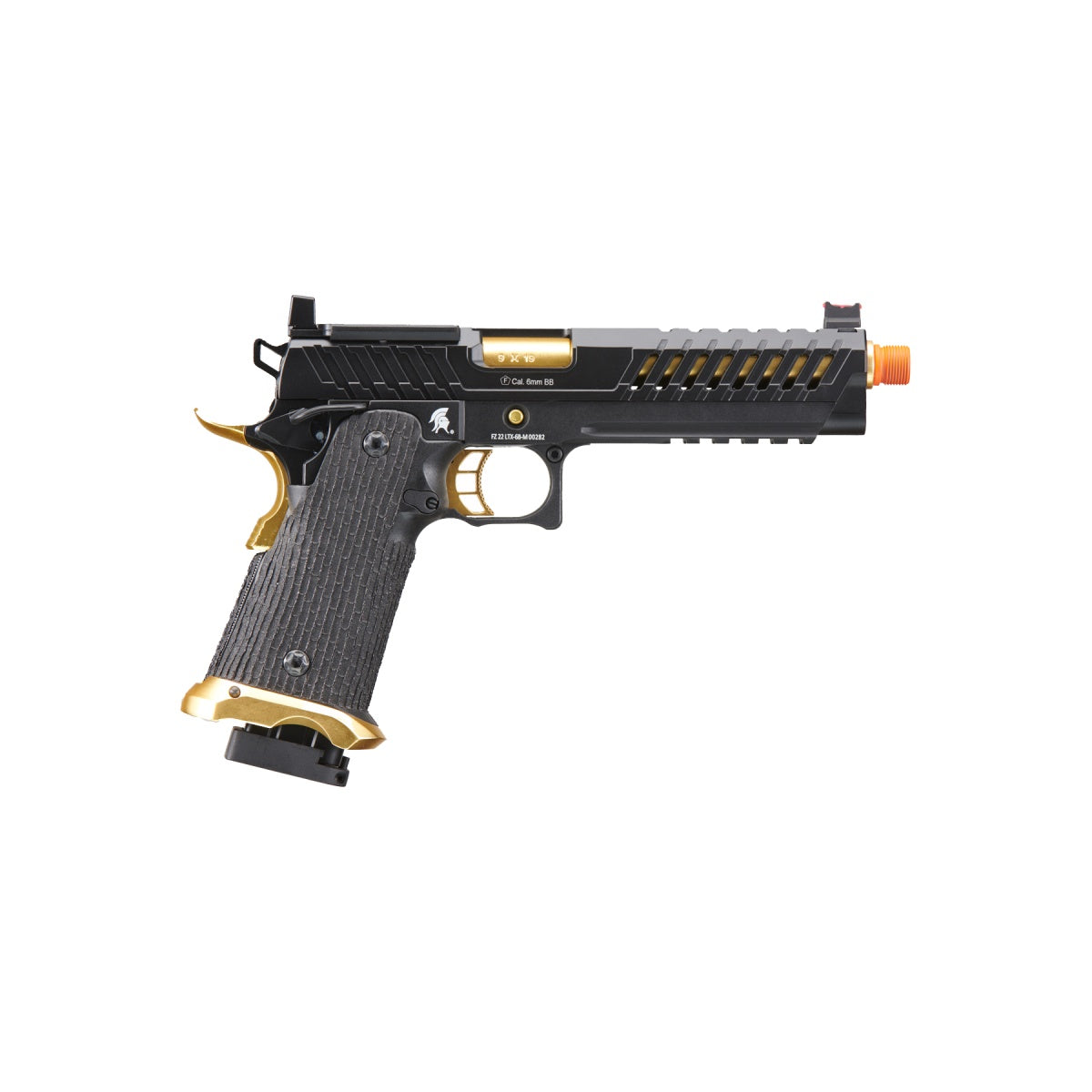 Lancer Tactical Knightshade Hi-Capa Gas Blowback Airsoft Pistol w/ Red Dot Mount (Color: Black & Gold)