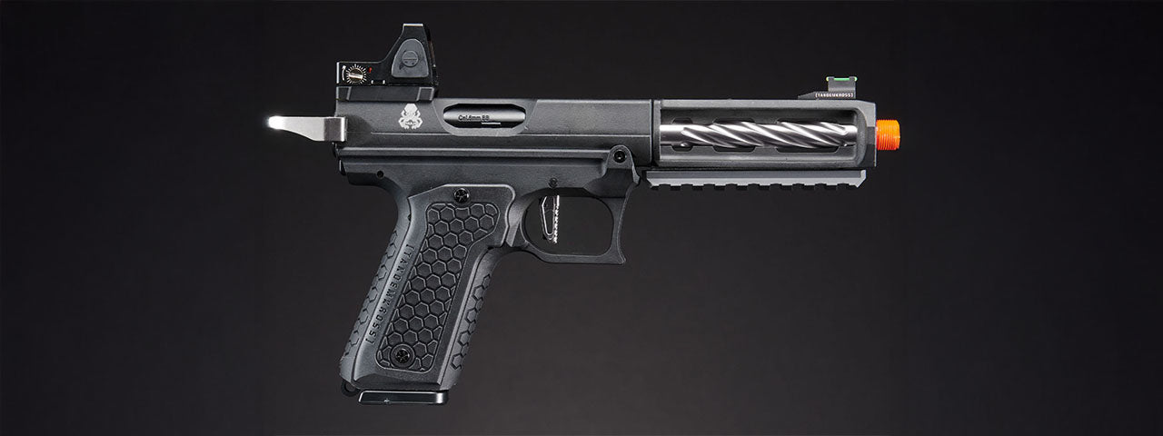 Lancer Tactical x Tandemkross CTHULHU Gas Blow Back Pistol w/ Red Dot Reflex Sight - (Black/Silver)