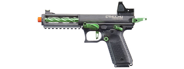 Lancer Tactical x Tandemkross CTHULHU Gas Blow Back Pistol w/ Red Dot Reflex Sight - (Black/Green)
