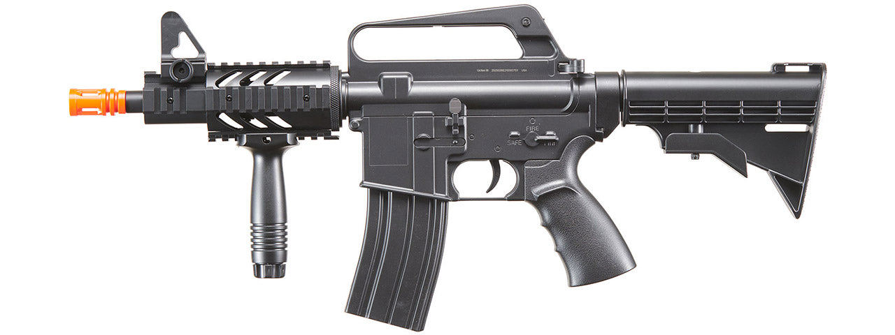 WELL FIRE M16A5 CQB SPRING AIRSOFT RIFLE W/ LASER, FOREGRIP (COLOR: BLACK)