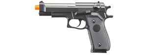 Double Eagle M22 Two Tone Spring Powered Airsoft Pistol w/ Mock Suppressor - (Black)