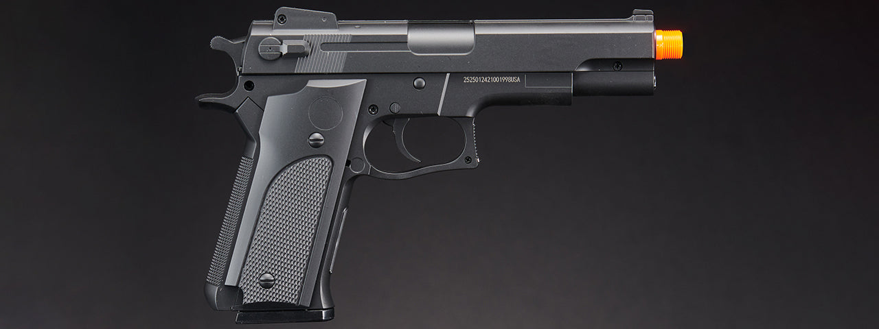 UK Arms Airsoft Full Size Spring Powered Pistol w/ Silencer - (Black)