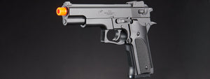 UK Arms Airsoft Full Size Spring Powered Pistol w/ Silencer - (Black)