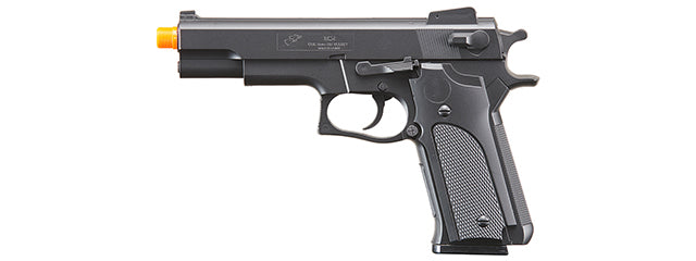 UK Arms Airsoft Full Size Spring Powered Pistol w/ Silencer - (Black)