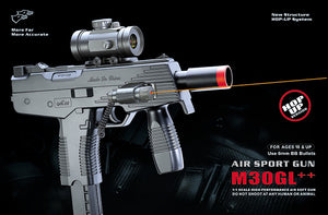 DOUBLE EAGLE AIRSOFT SPRING UZI PISTOL WITH LASER AND SCOPE - BLACK