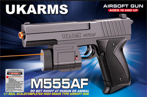 UKARMS M555AF Spring Pistol w/ Laser and Flashlight (BLACK)