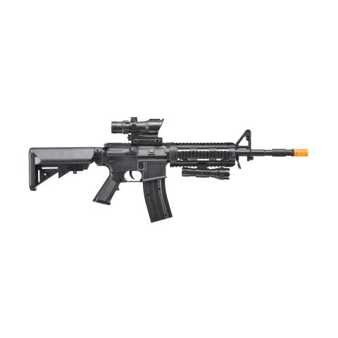 UK Arms Heavy Version Large Magazine M4 Airsoft Spring Rifle w/ Flashlight and Red Dot Sight (Color: Black)