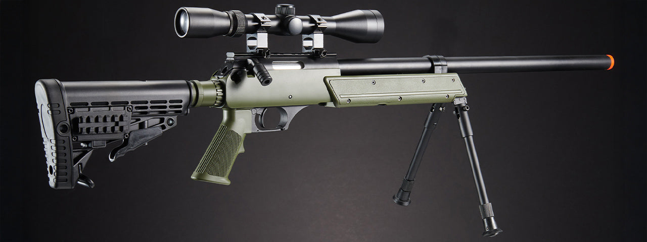 WELL SPEC-OPS MB13A APS SR-2 BOLT ACTION SNIPER RIFLE W/ SCOPE AND BIPOD (OD)
