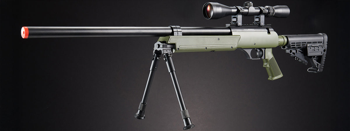WELL SPEC-OPS MB13A APS SR-2 BOLT ACTION SNIPER RIFLE W/ SCOPE AND BIPOD (OD)