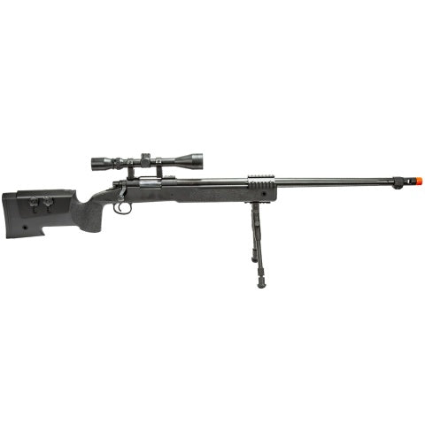 WellFire M40A5 Bolt Action Airsoft Sniper Rifle w/ Scope and Bipod (Color: Black)