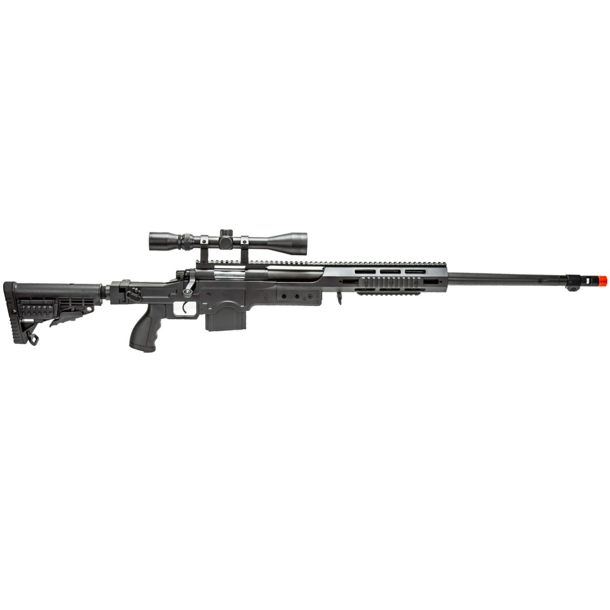 WellFire MB4412BA Bolt Action Airsoft Sniper Rifle w/ Scope (Color: Black)