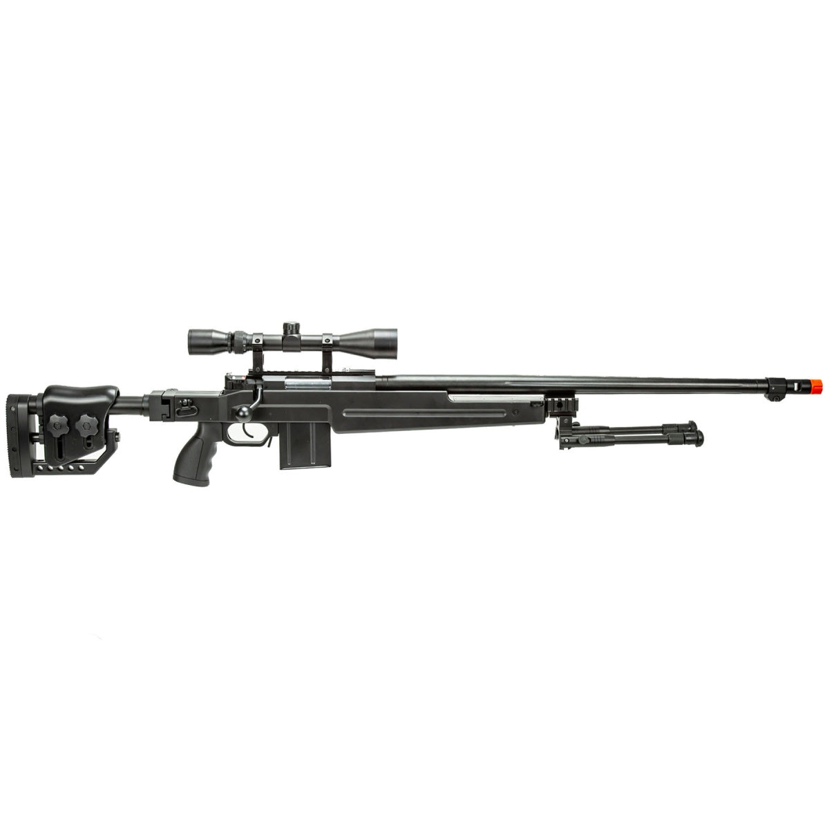 WellFire MB4415BAB Bolt Action Airsoft Sniper Rifle w/ Scope and Bipod (Color: Black)