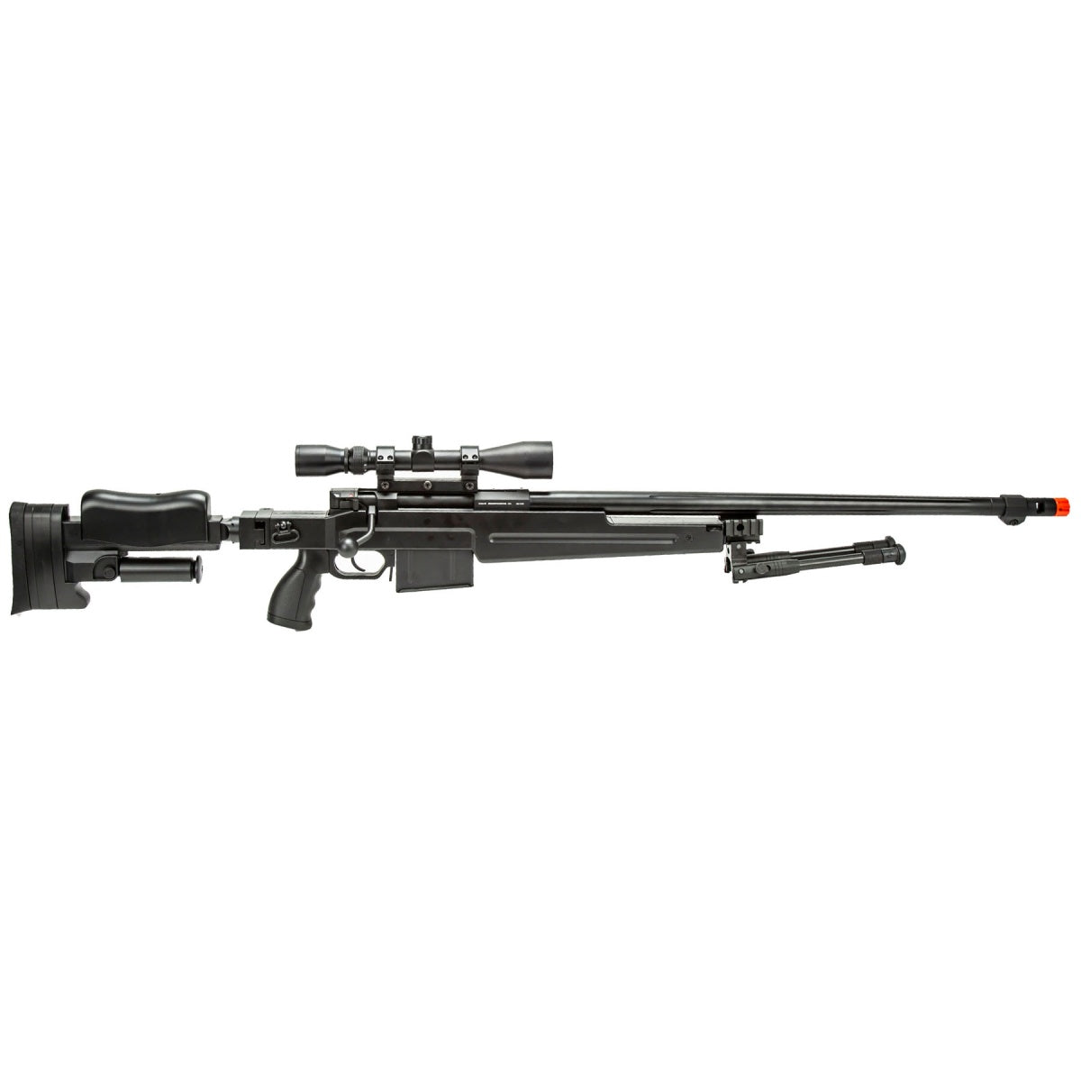 WellFire MBG86B Bolt Action Gas Powered Airsoft Sniper Rifle w/ Scope and Bipod (Color: Black)