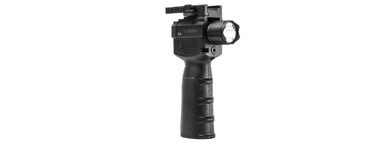 NCSTAR VERTICAL GRIP W/ STROBE FLASHLIGHT GREEN LASER - BLACK