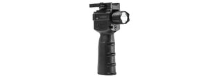 NCSTAR VERTICAL GRIP W/ STROBE FLASHLIGHT GREEN LASER - BLACK