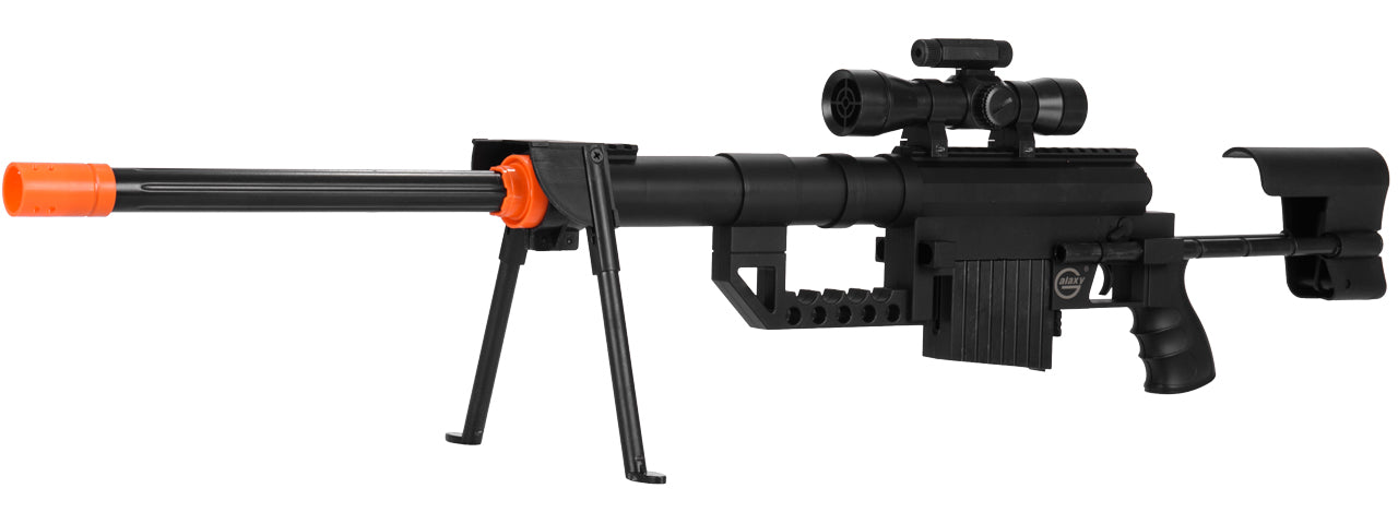 UK Arms P1200 M200 Airsoft Spring Sniper Rifle w/ Scope, Bipod, and Laser (Color: Black)