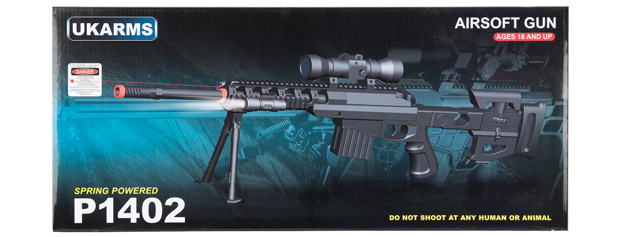 P1402 FULLY LOADED TACTICAL QUAD RIS SNIPER RIFLE (BLACK)