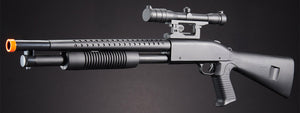 UK Arms P799A Pump Action Airsoft Spring Shotgun w/ Laser & Scope (Color: Black)
