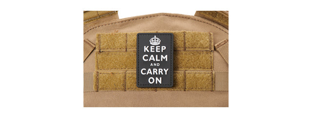 3D Keep Calm and Carry On PVC Morale Patch (Color: White)