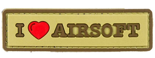 I Love Airsoft PVC Morale Patch (Color: Tan)