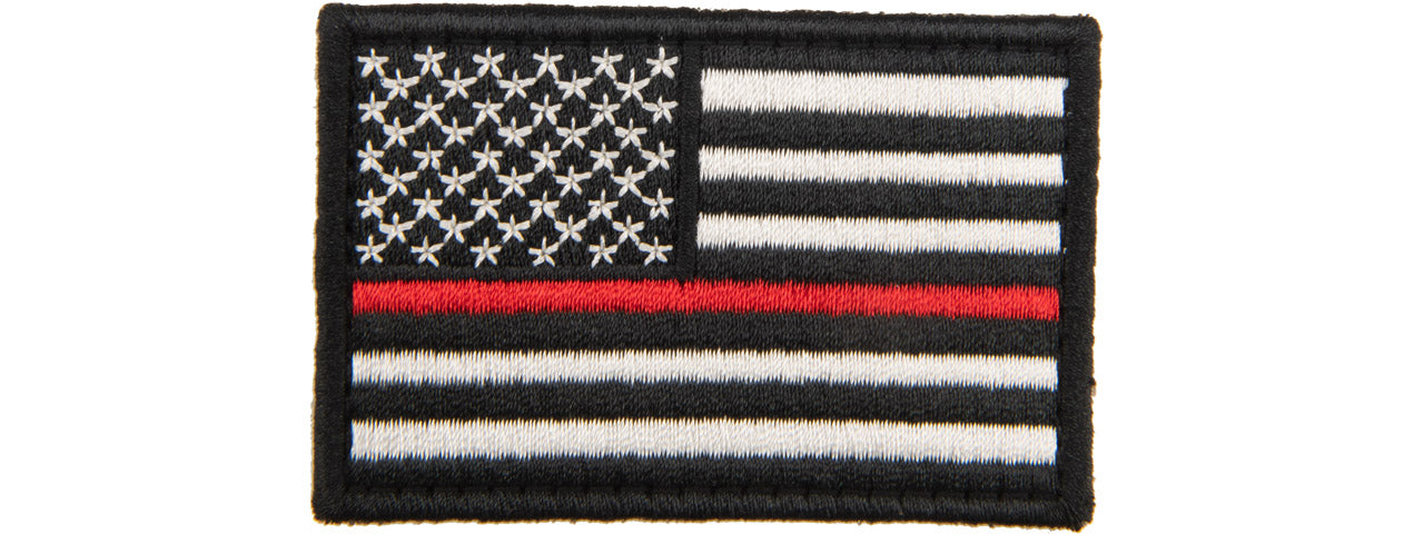 Embroidered Forward US Flag Patch w/ Red Line (Color: Black)