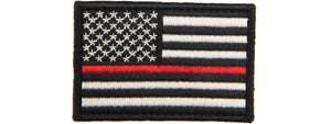 Embroidered Forward US Flag Patch w/ Red Line (Color: Black)