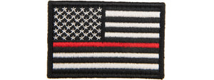 Embroidered Forward US Flag Patch w/ Red Line (Color: Black)