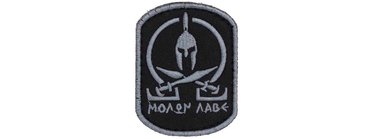 Embroidered Molon Labe Patch (Color: Black and Gray)
