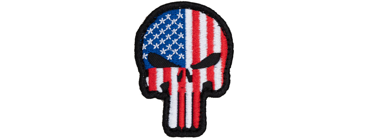 Embroidered Patriot Punisher US Flag PVC Patch (Color: American Flag)