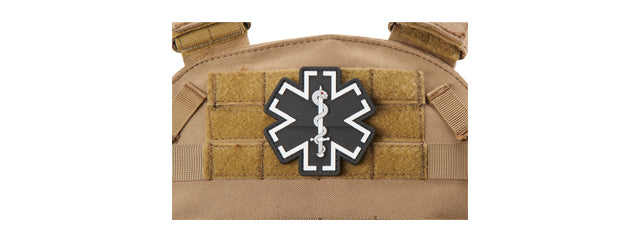 Medic Paramedic EMS EMT Medical Star of Life PVC Morale Patch (Color: Gray)