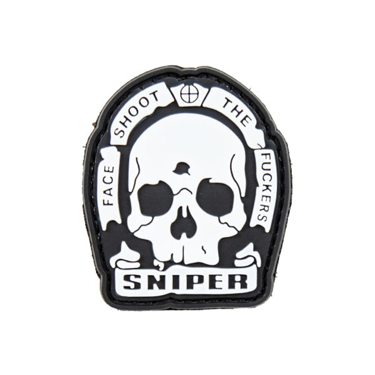 "Face Shoot, the Fuckers" PVC Morale Patch (Color: Black and White)