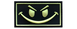 G-Force Evil Smiley Face PVC Morale Patch [Glow in the Dark] (BLACK / GREEN)