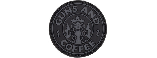 Guns and Coffee PVC Patch (Color: Black and Gray)