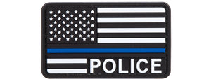 US Flag with Police Blue Line PVC Patch (Color: Black / White / Blue)